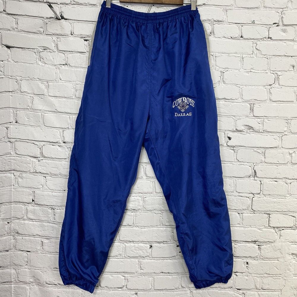 Vintage Dallas Cowboys‎ NFL Embroidered Track Pants 90s Size L Lined Windbreaker